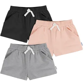 3-Pack Baby & Toddler Girls Black, Pink, & Grey Knit Shorts