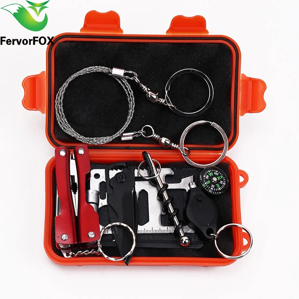 1 Set Outdoor Emergency Equipment SOS Kit First Aid Box Supplies Field Self-help Box For Camping Travel Survival Gear Tool Kits