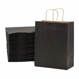 10x5x13 Medium Black Paper Bags with Handles