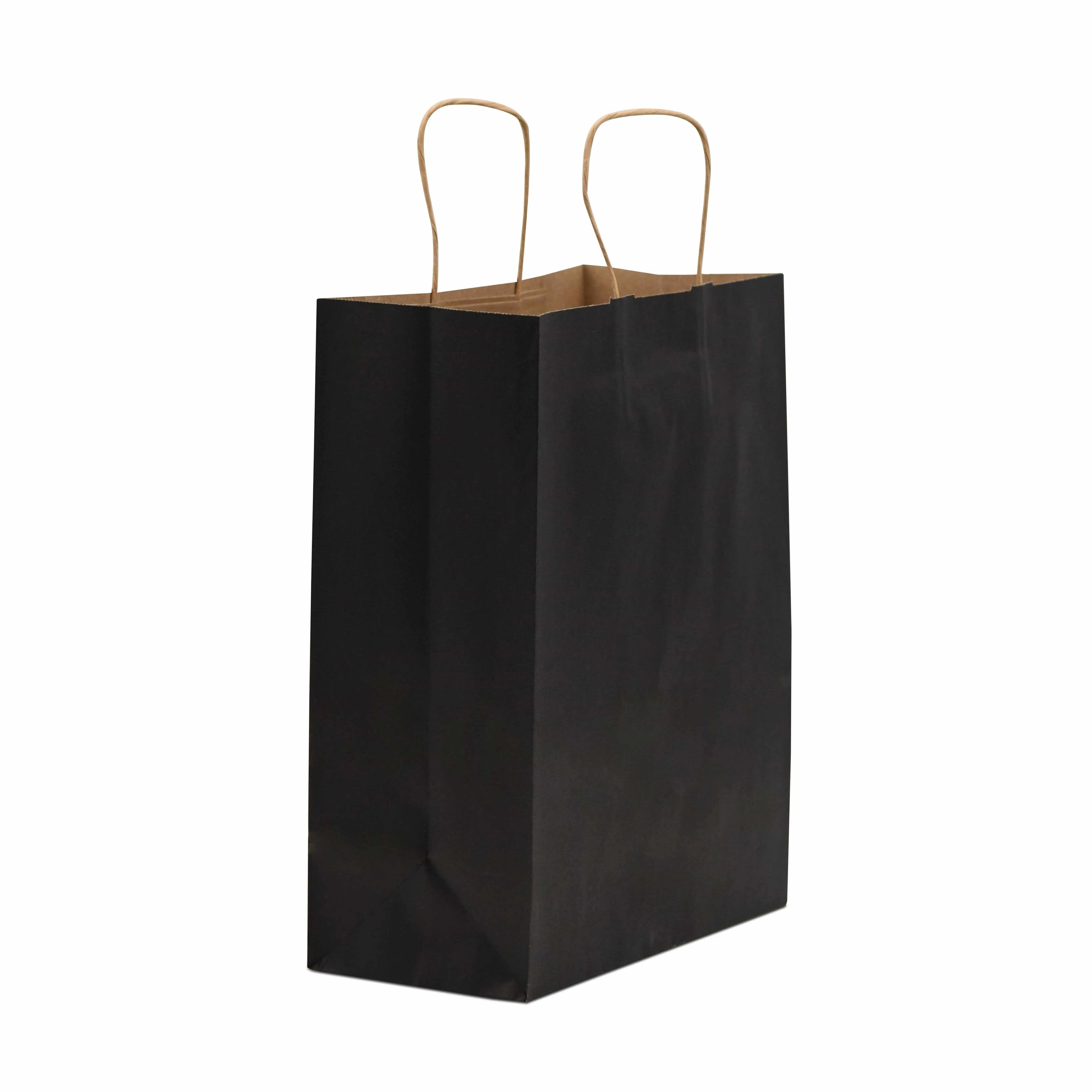 10x5x13 Medium Black Paper Bags with Handles