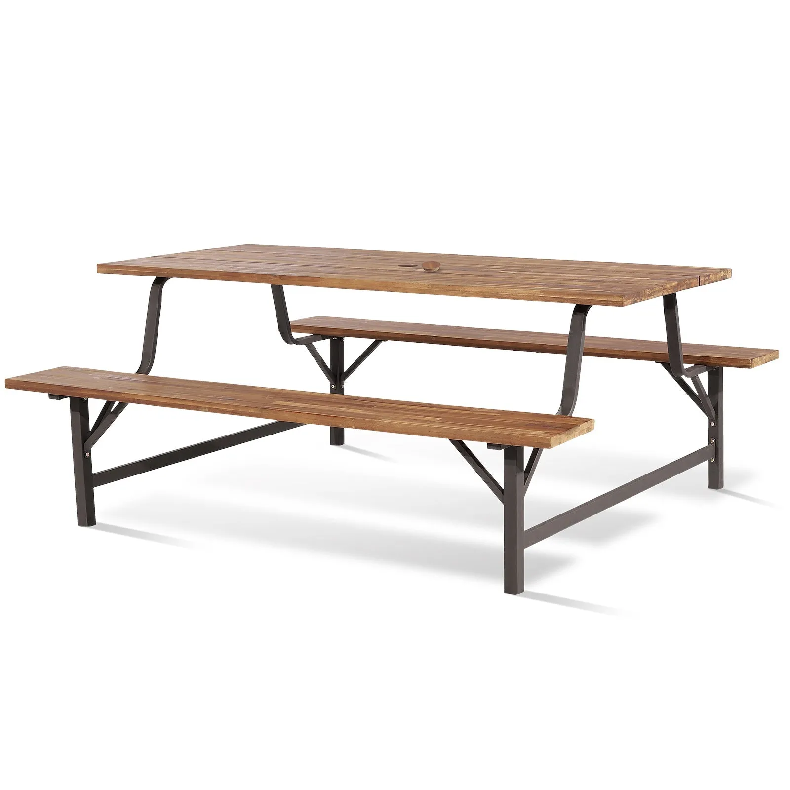 180cm Patio Picnic Table Bench Set with Acacia Wood Tabletop and Seat