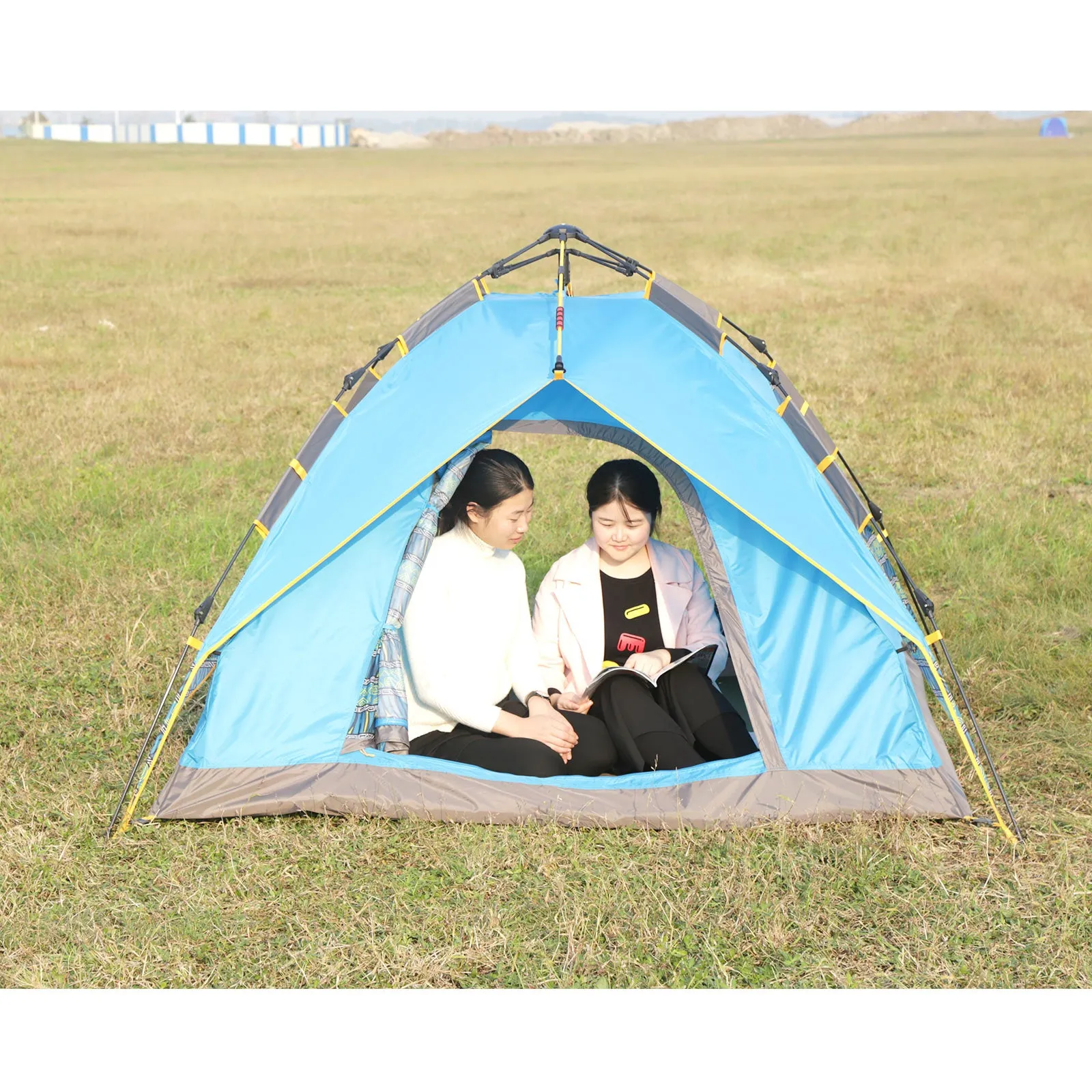 3-person Outdoor Instant Setup Tent Automatic Pop up Camping Tent UV Beach Sunshade Awning Tarp-USA