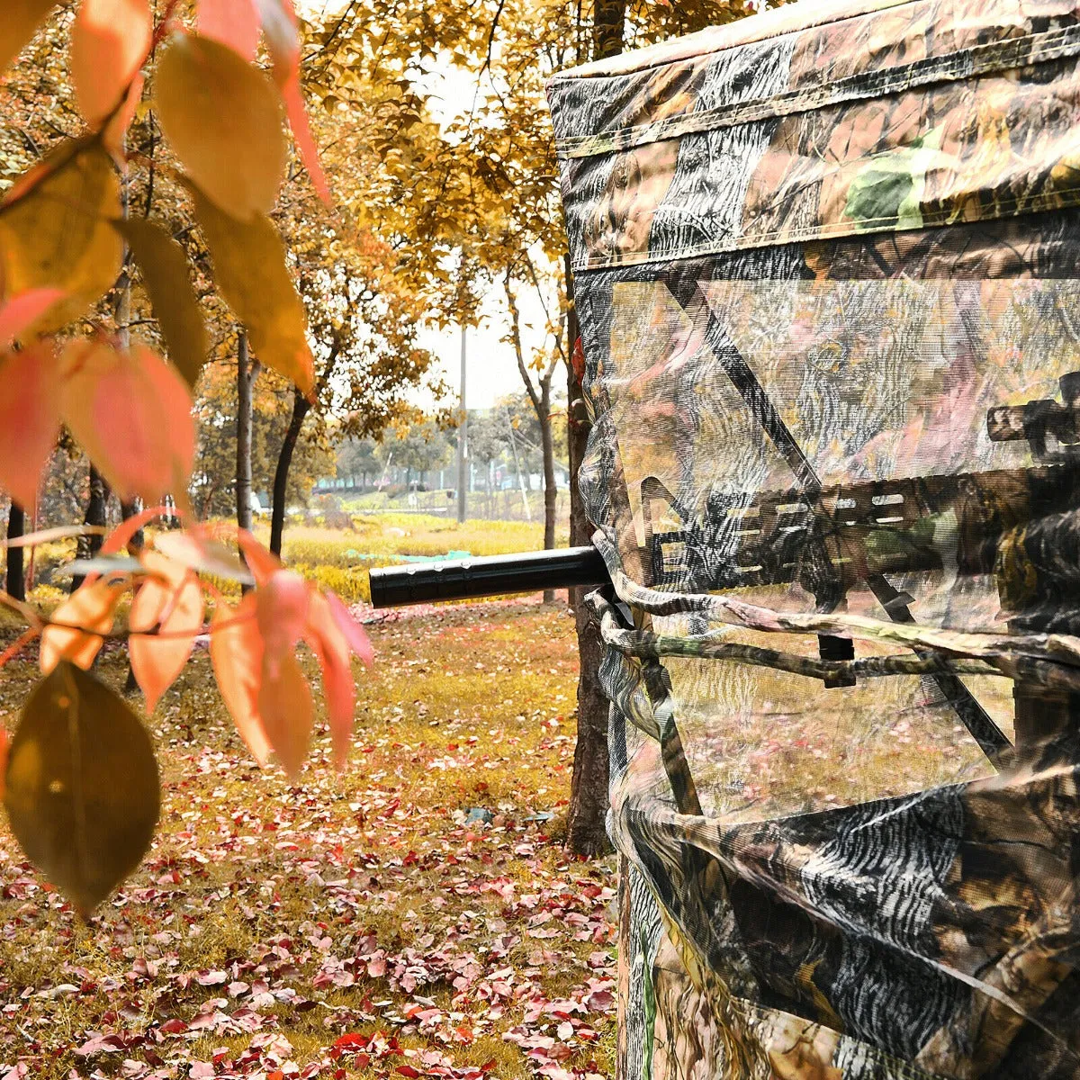 3 Person Portable Hunting Blind with Mesh Window and Ground Stakes-Size 2