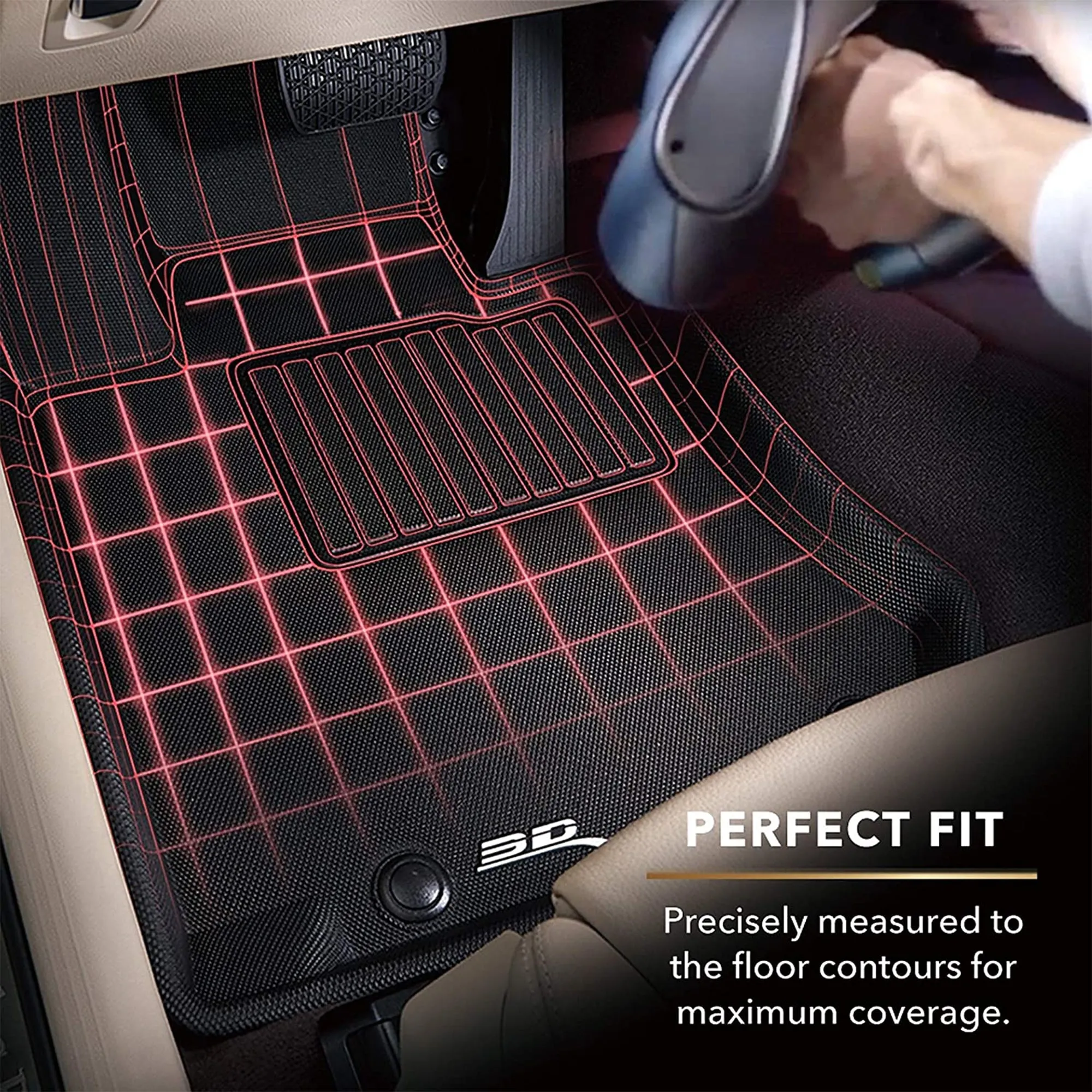 3D MAXpider Kagu Series Front Row Floor Mat Liners, 2012-2019 Tesla Model S, Tan