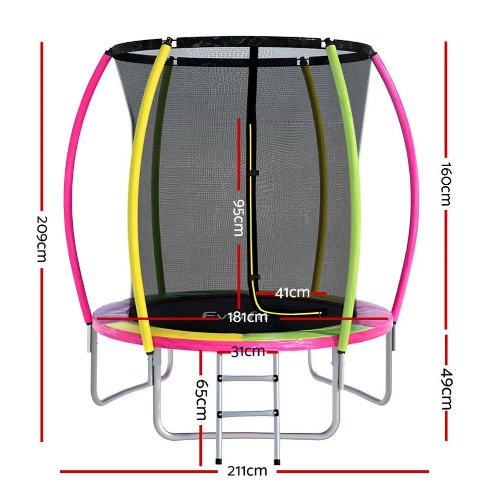 6FT Kids Trampoline w/ Safety Net, UV Mat & Ladder - Everfit