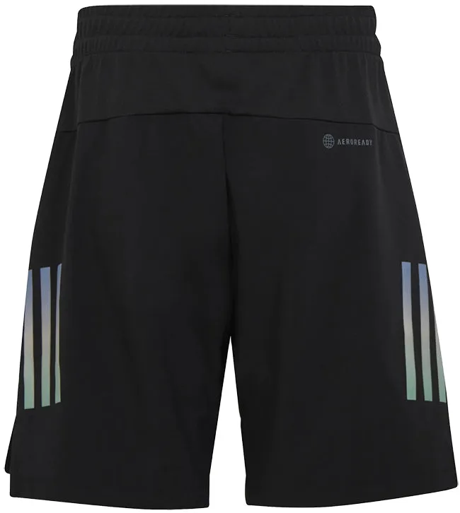 Adidas Junior Aeroready 3 Stripes Woven Short Black Reflective Silver