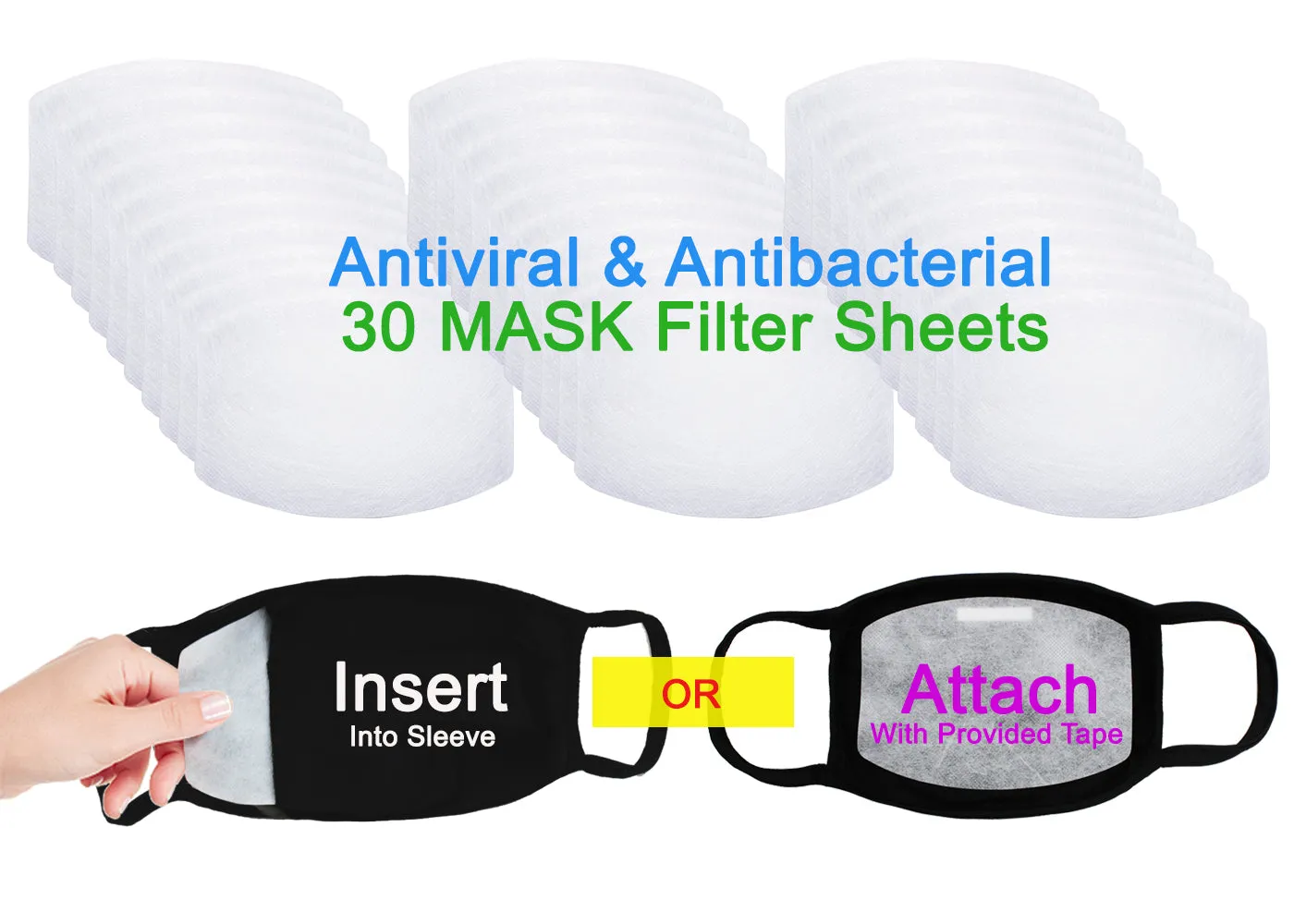 Amba7 Washable Reusable Anti-dust Cotton Cloth Face Mask Double Layer Covering 3 Pack With Filters (30 PCS) - in Stock USA Seller