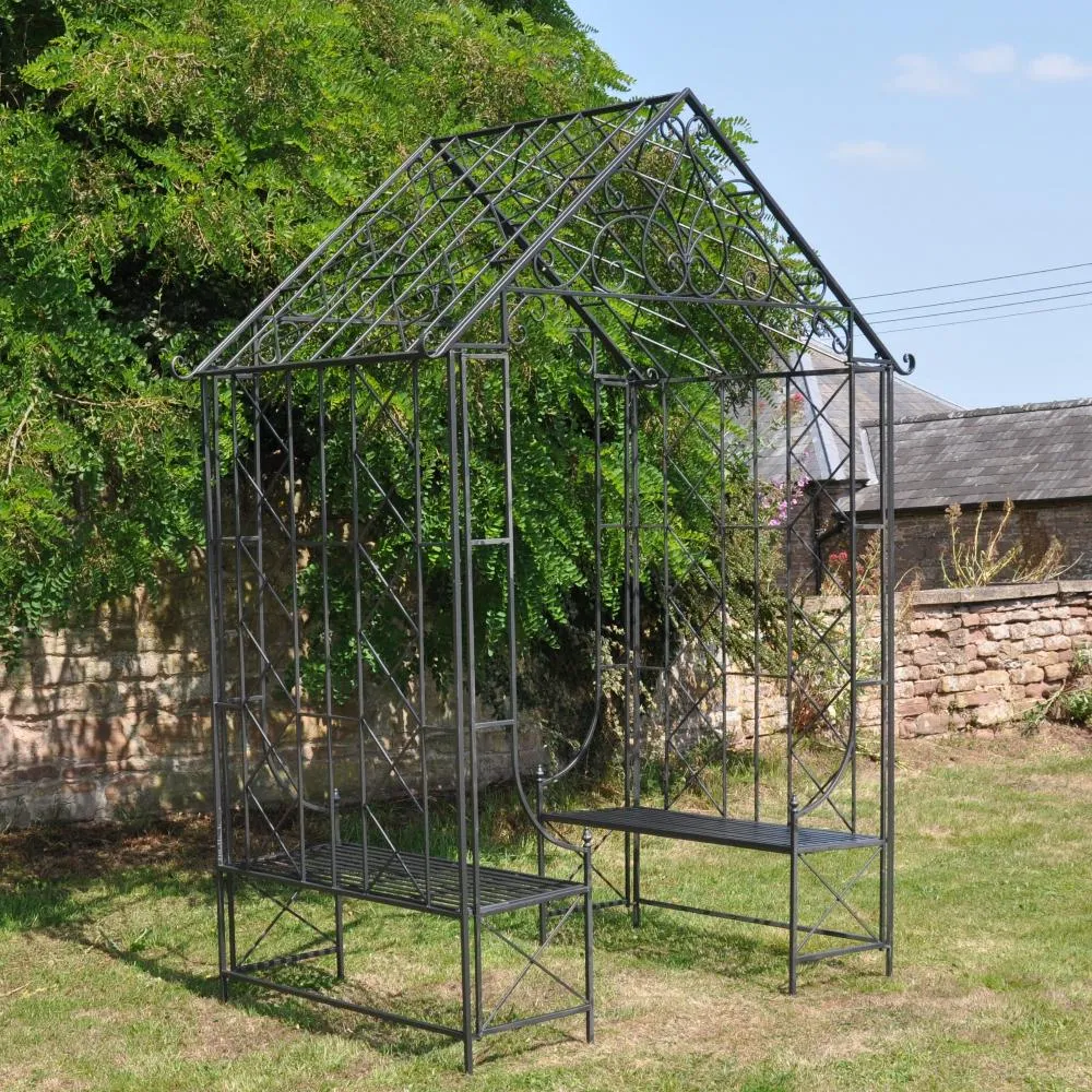 Ascalon Bench Arbour With Roof - 'Umber Grey'