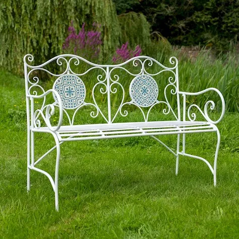 Ascalon Mosaic Bench - White