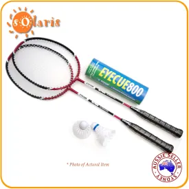 Beginners Badminton Racquets & Shuttlecocks Set: 2x Rackets   6x Nylon Shuttles