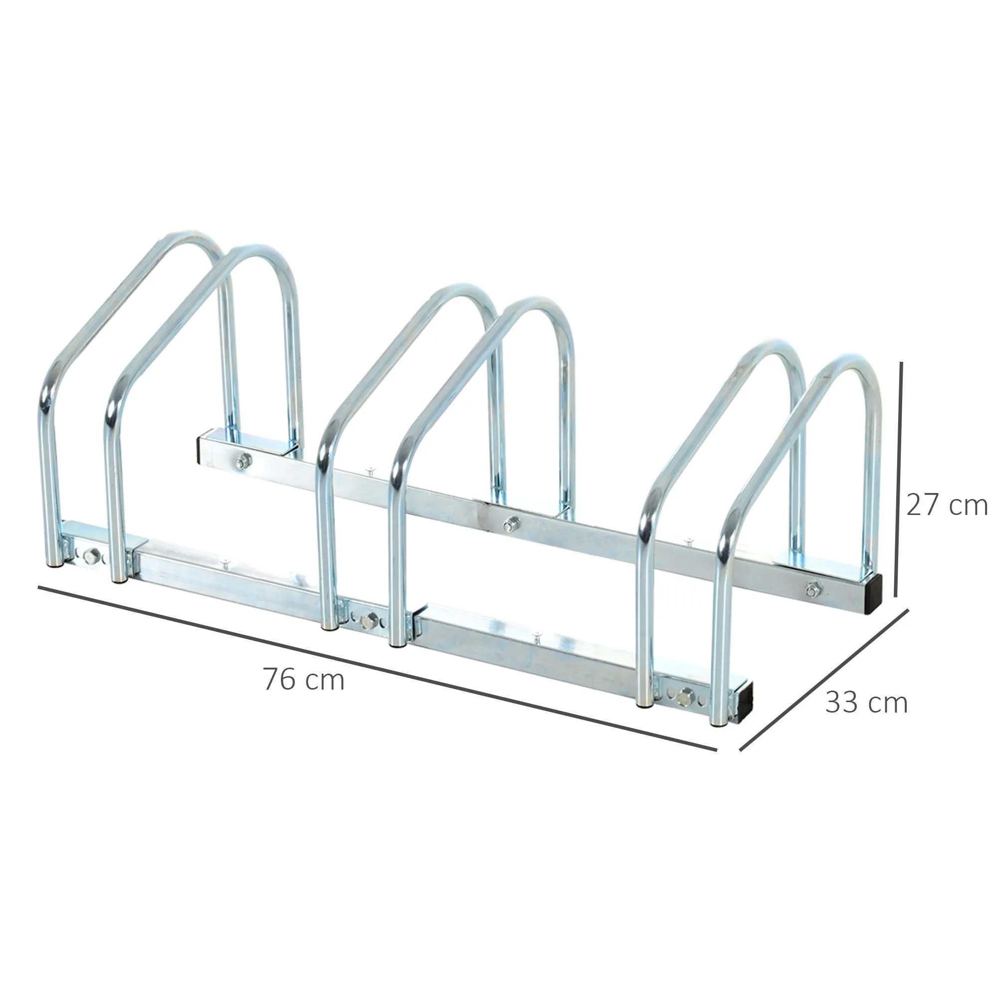 Bike Stand Parking Rack Floor or Wall Mount Bicycle Cycle Storage Locking Stand 76L x 33W x 27H (3 Racks, Silver)