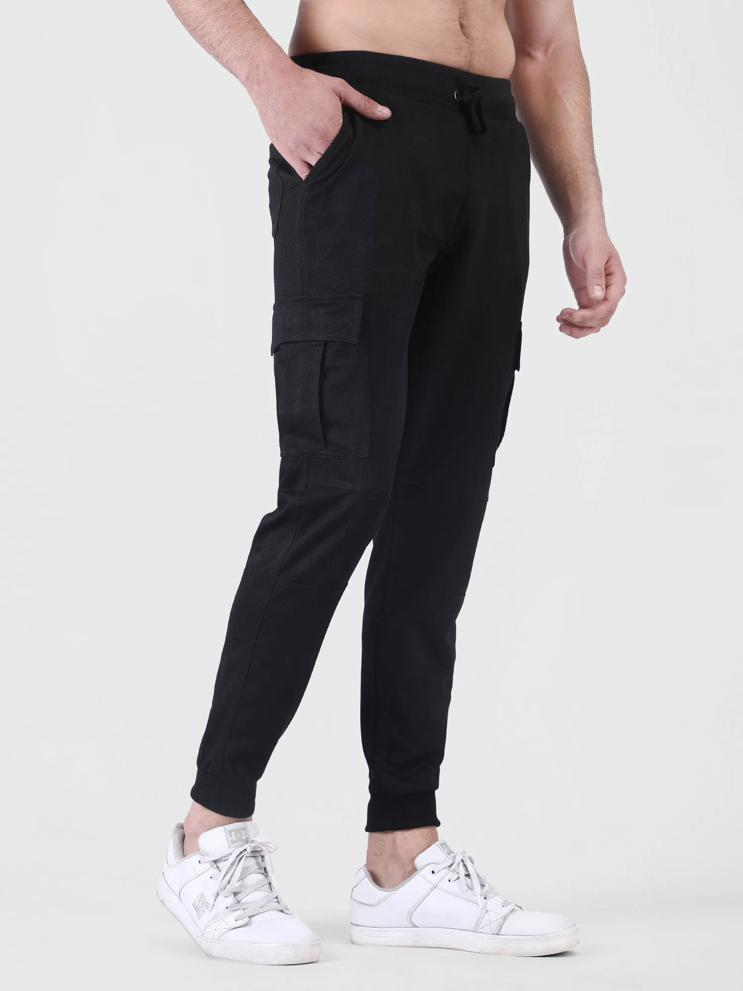 black cargo joggers mens