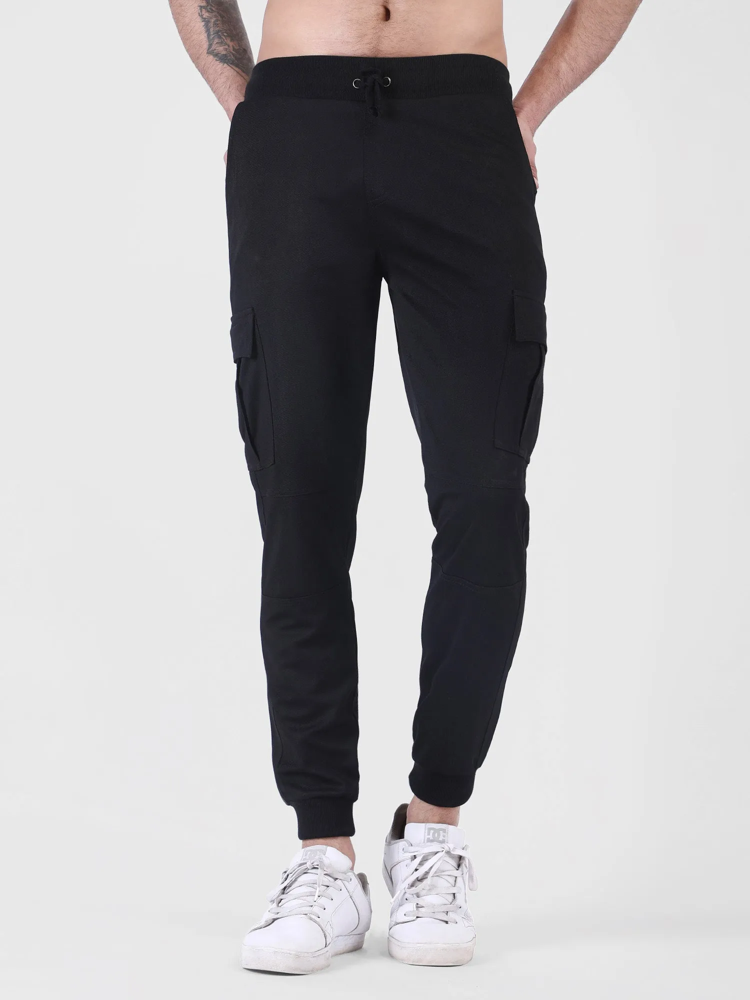 black cargo joggers mens