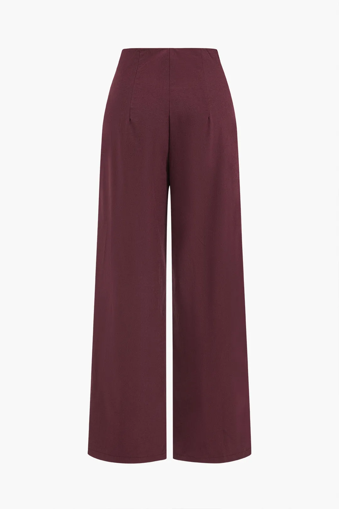 Button Detail Wide-Leg Pants