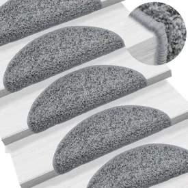 Carpet Stair Treads 15 pcs Grey 56x20 cm