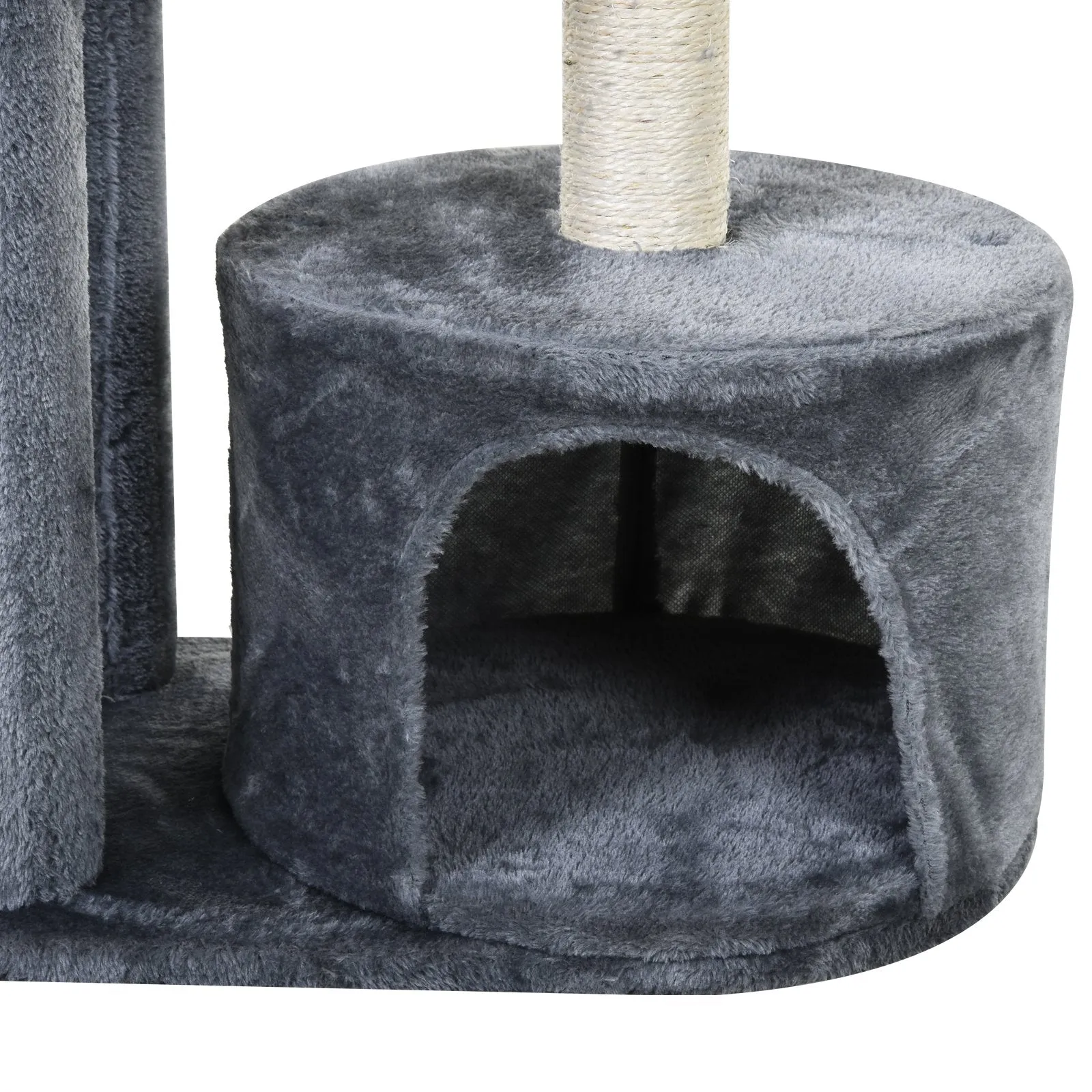 Cat Tree for Indoor Cats Kitten Tower w/ Perch House Scratching Post Platform Play Ball Plush Covering Play Rest Relax Grey White