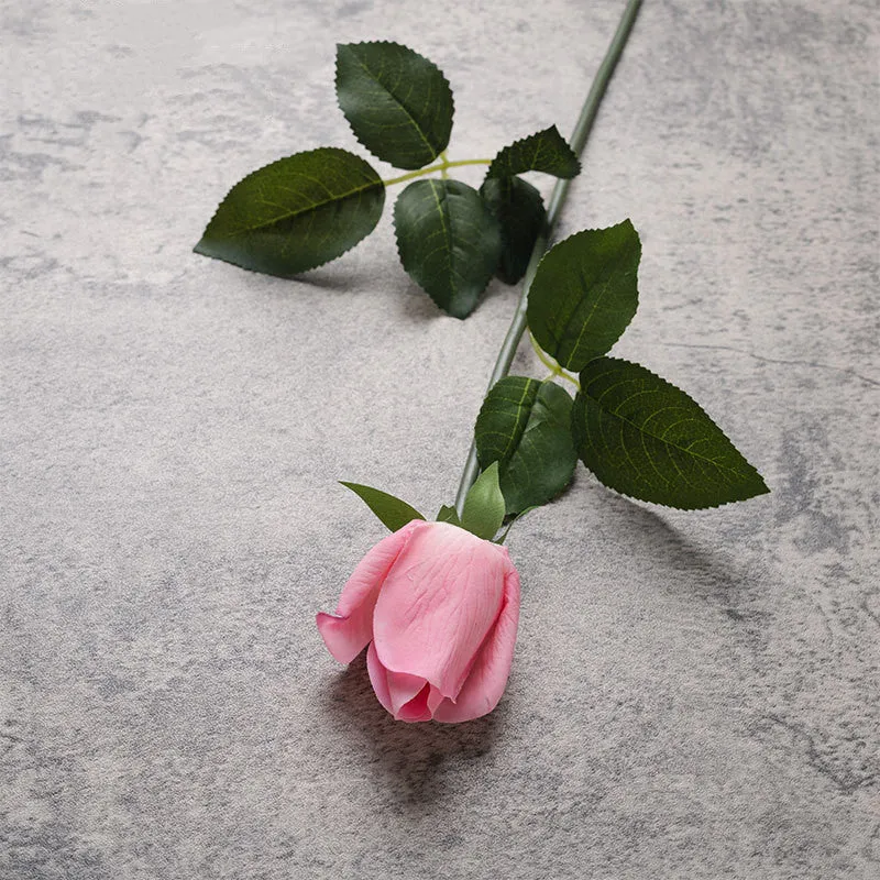 Clearance Bulk 22" Rose Bud Real Touch Stems Lifelike Artificial Rose Flowers Wholesale