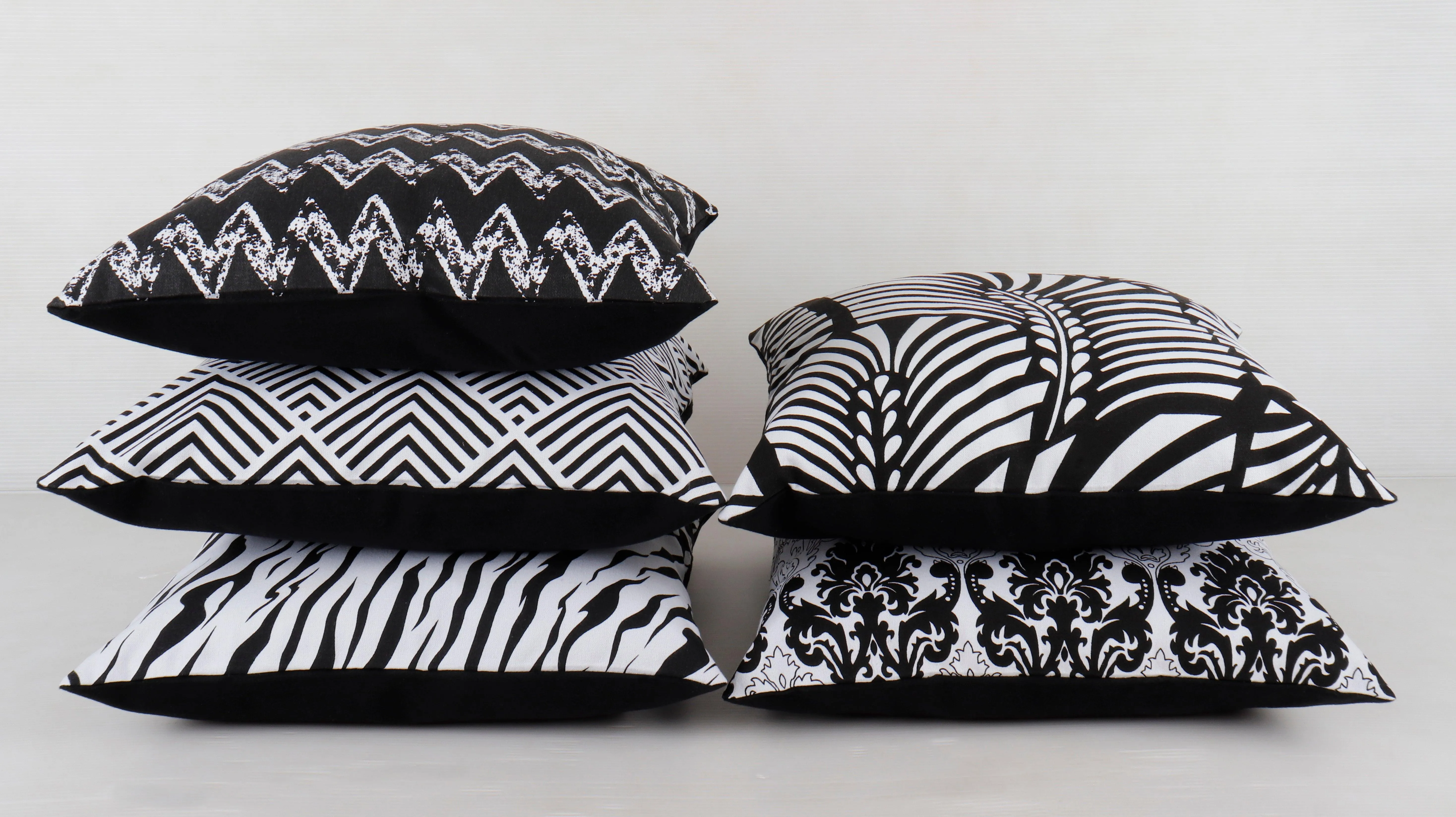 Cotton Black & White Theme Geometric Designer Cushion Covers