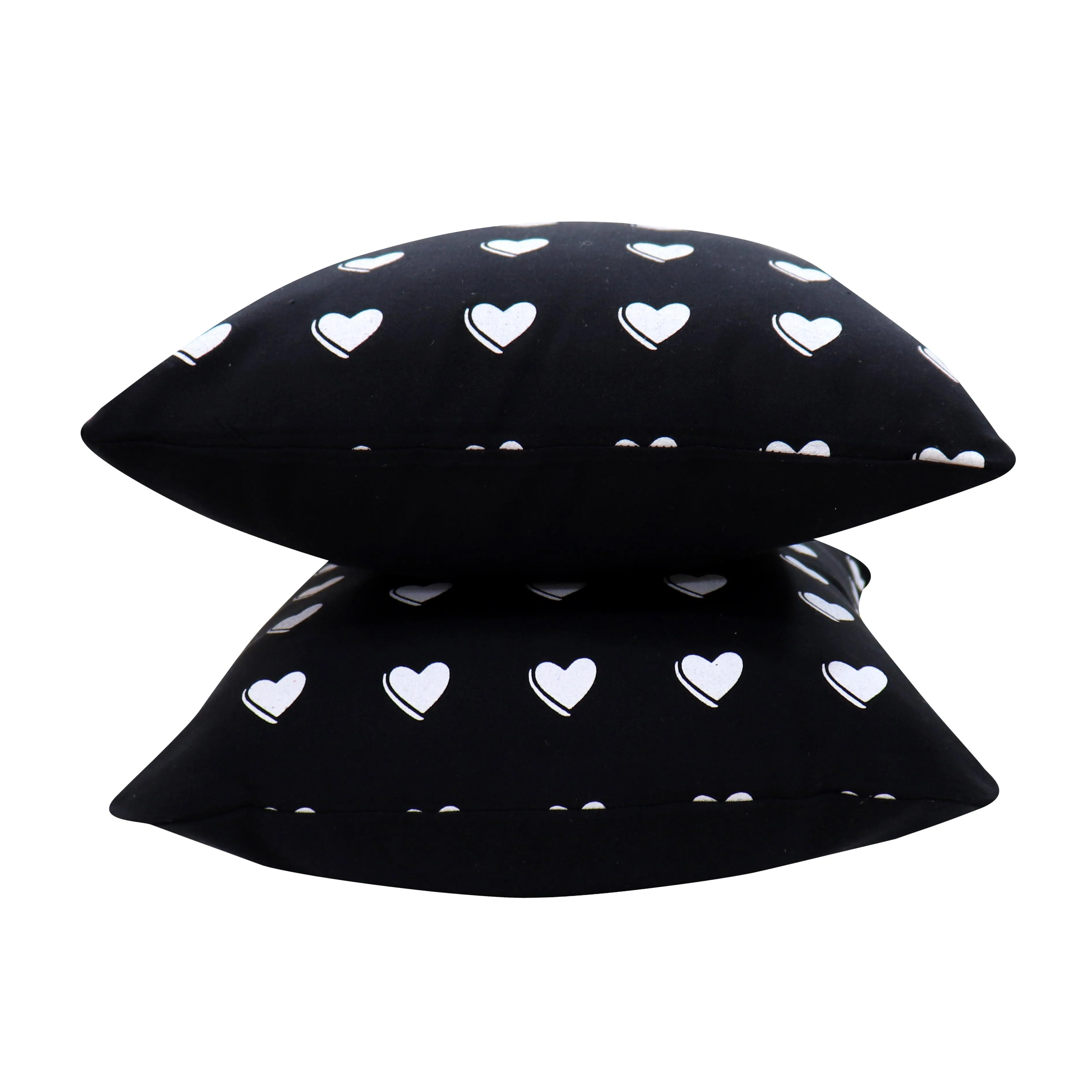 Cotton Black Heart Cushion Covers