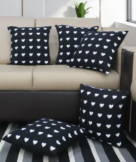 Cotton Black Heart Cushion Covers