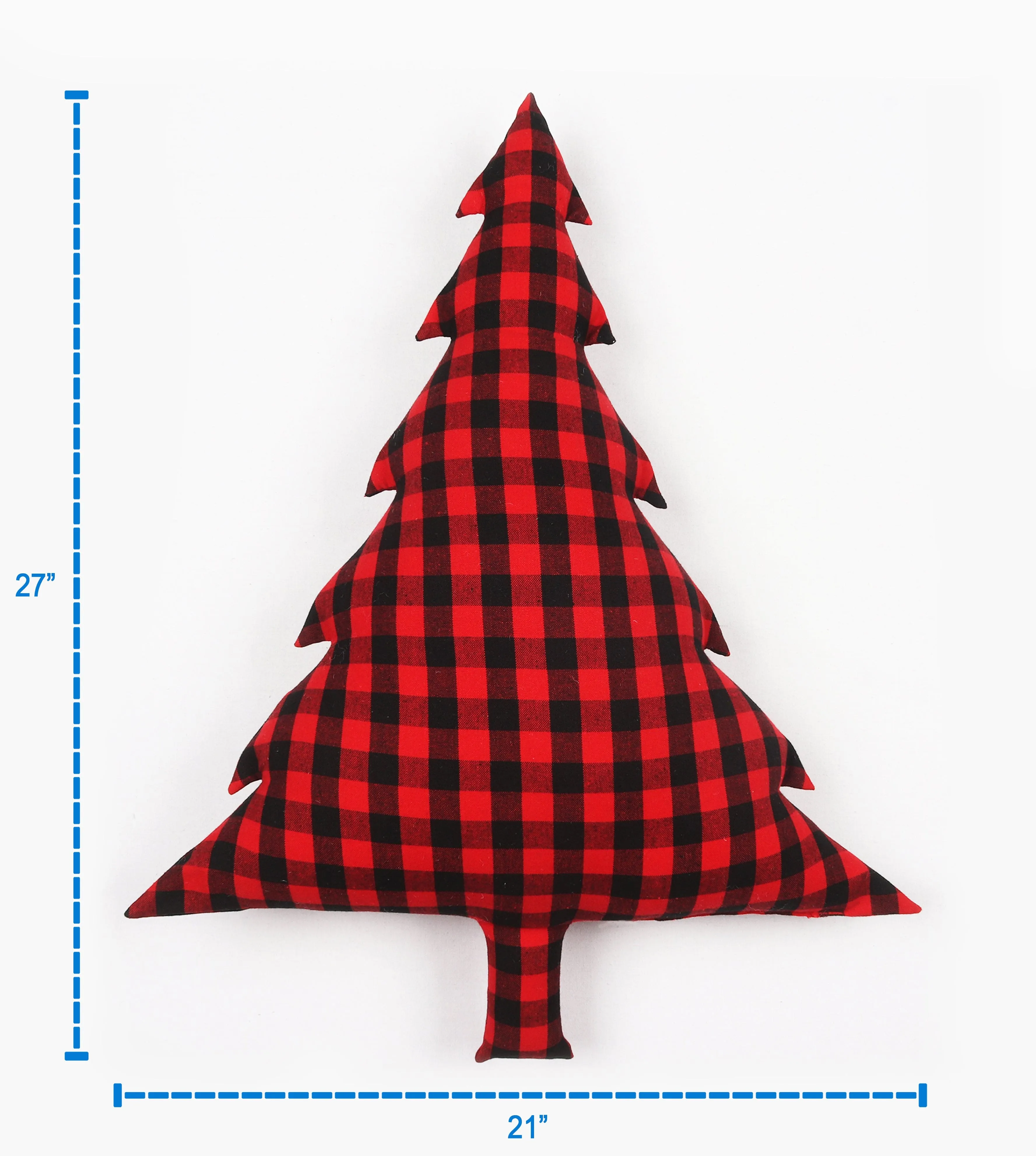 Cotton Christmas Small Checks Designed, Bell / Candy / Star / Tree Shaped Cushion with Recron Filled Pack Of 1 pc