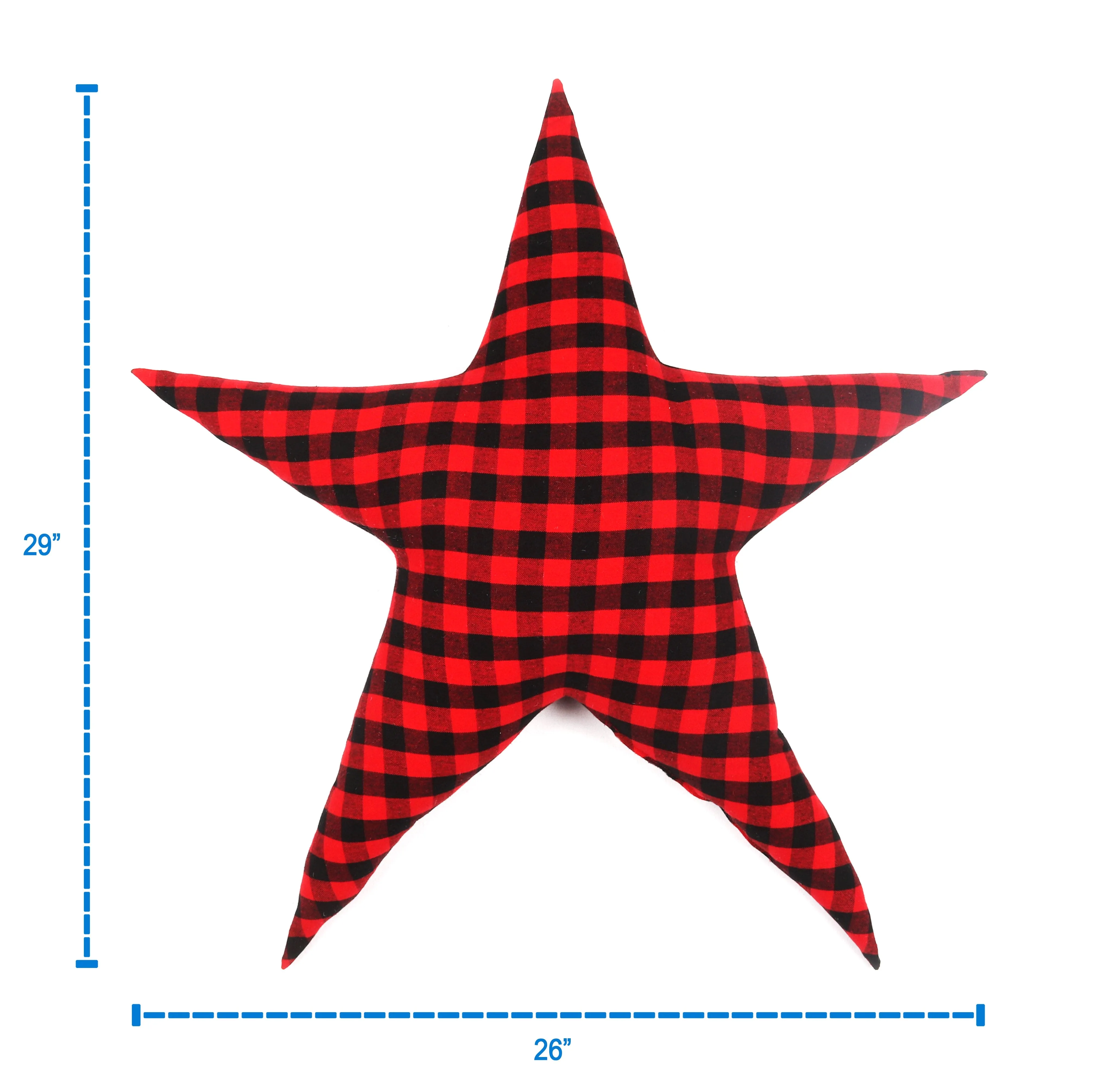 Cotton Christmas Small Checks Designed, Bell / Candy / Star / Tree Shaped Cushion with Recron Filled Pack Of 1 pc