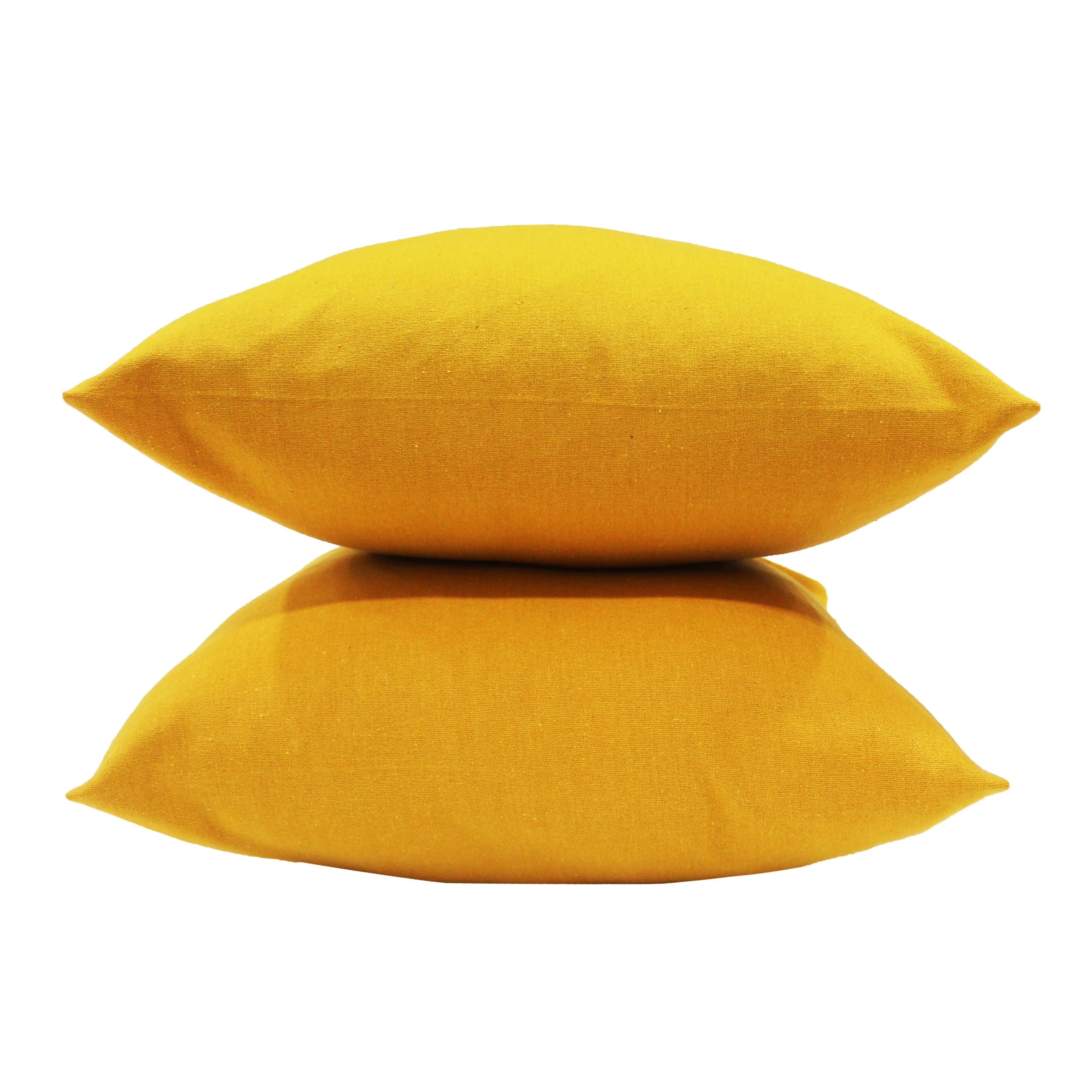 Cotton Solid Yellow Cushion Covers