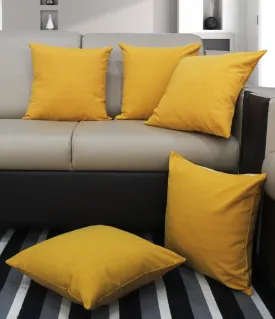 Cotton Solid Yellow Cushion Covers