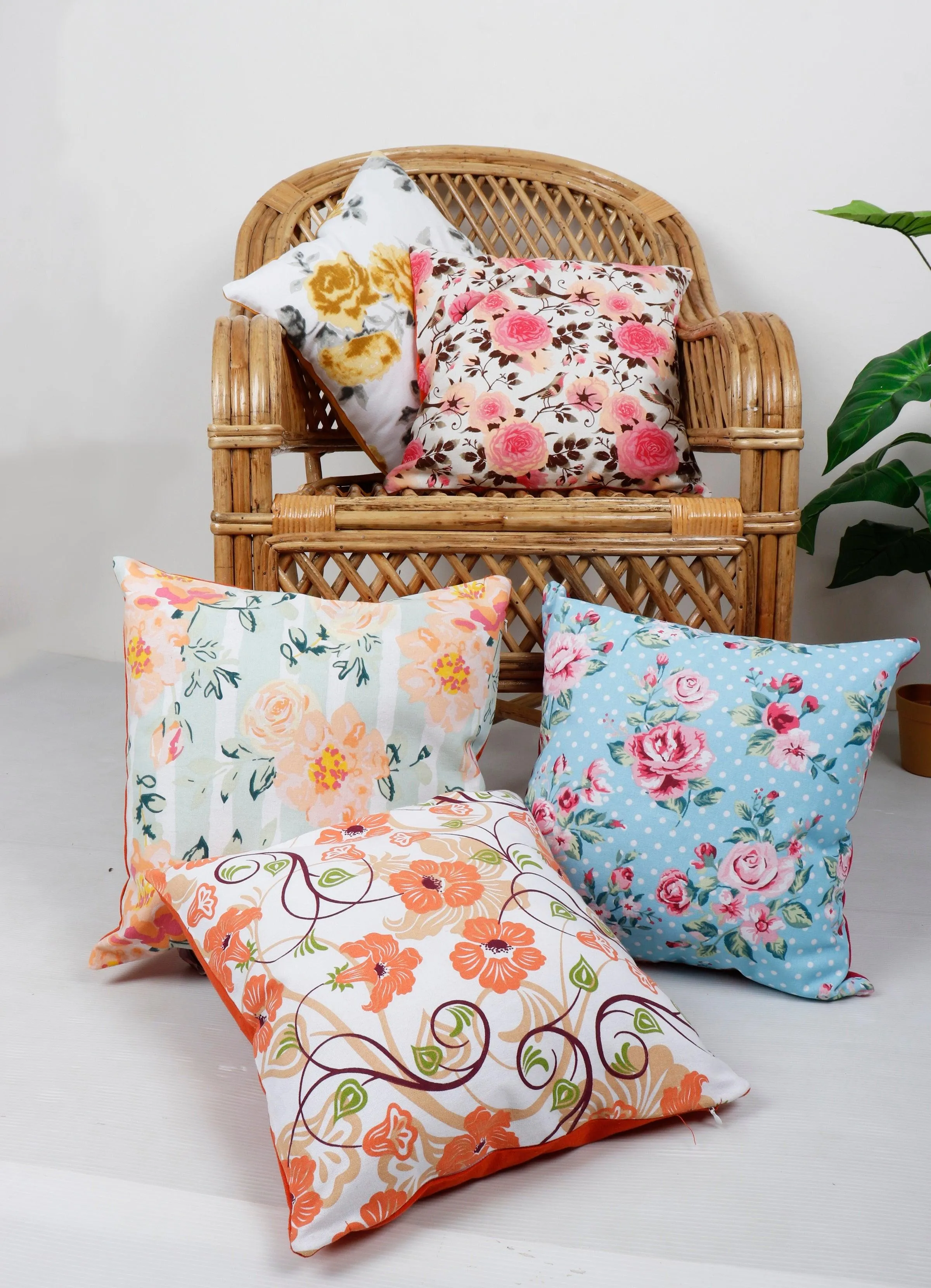 Cottton Floral Theme Designer Printed Cushion Covers