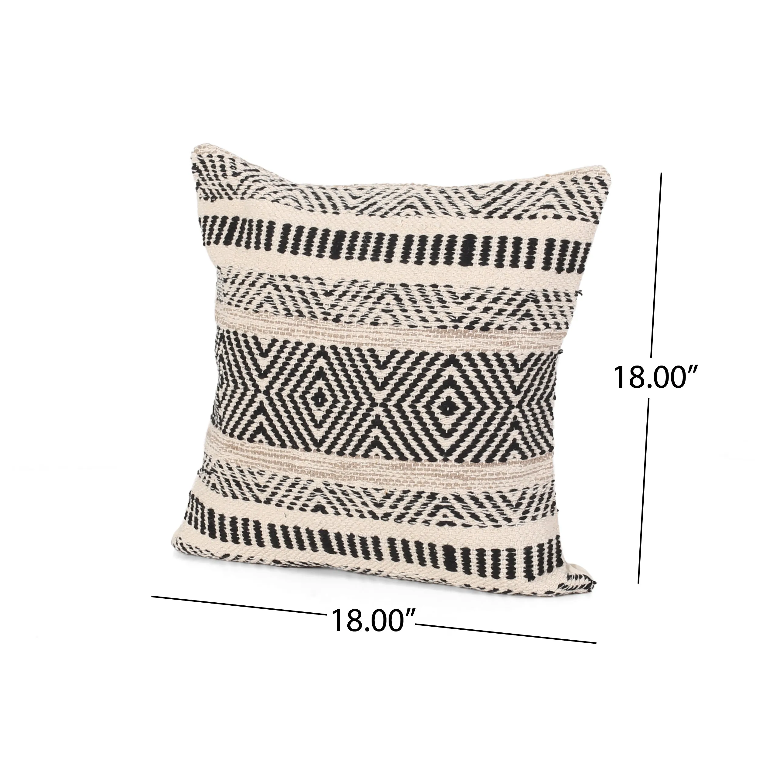 Doris Boho Cotton Pillow Cover (Set of 2), Black and White