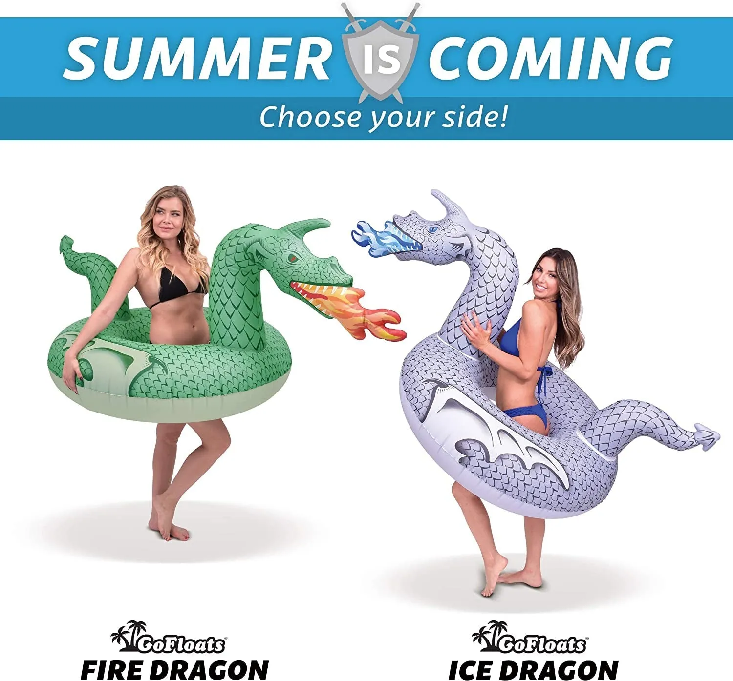 Dragon Party Tube Inflatable Rafts - Choose from Fire Dragon and Ice .