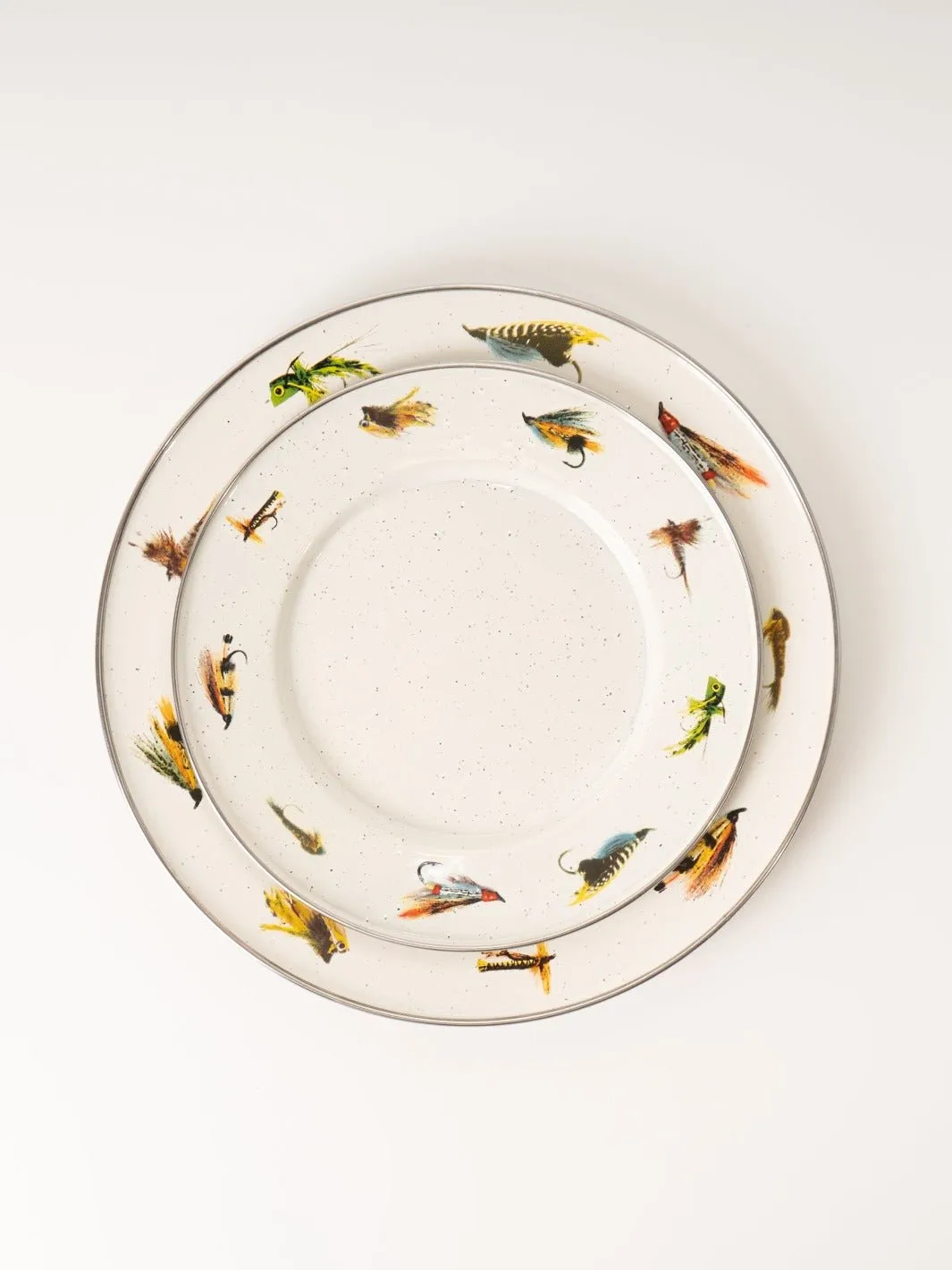 Fly Fishing Enamelware Dinner Plate