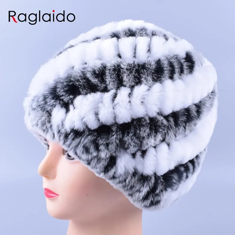 Genuine Rex Fur Pom poms Snow Cap Winter Hats for Girls Skull Cap Real Fur Knitting Rabbit Skullies Beanies Women Hats LQ11169