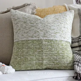 Handwoven Linen Throw Pillow Cover - Made from Fabric Waste - Decorative Linen Cushions | Green, 20x20"