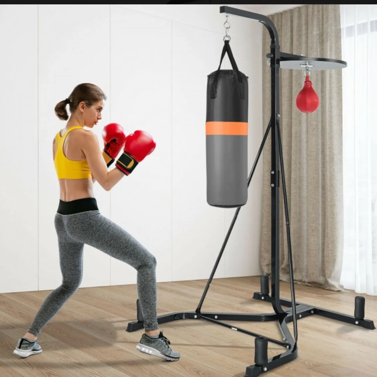 Heavy Duty Modern Boxing Punching Stand With Heavy Bag | 2-in-1 | Resilient Speed Bag | Sturdy Construction