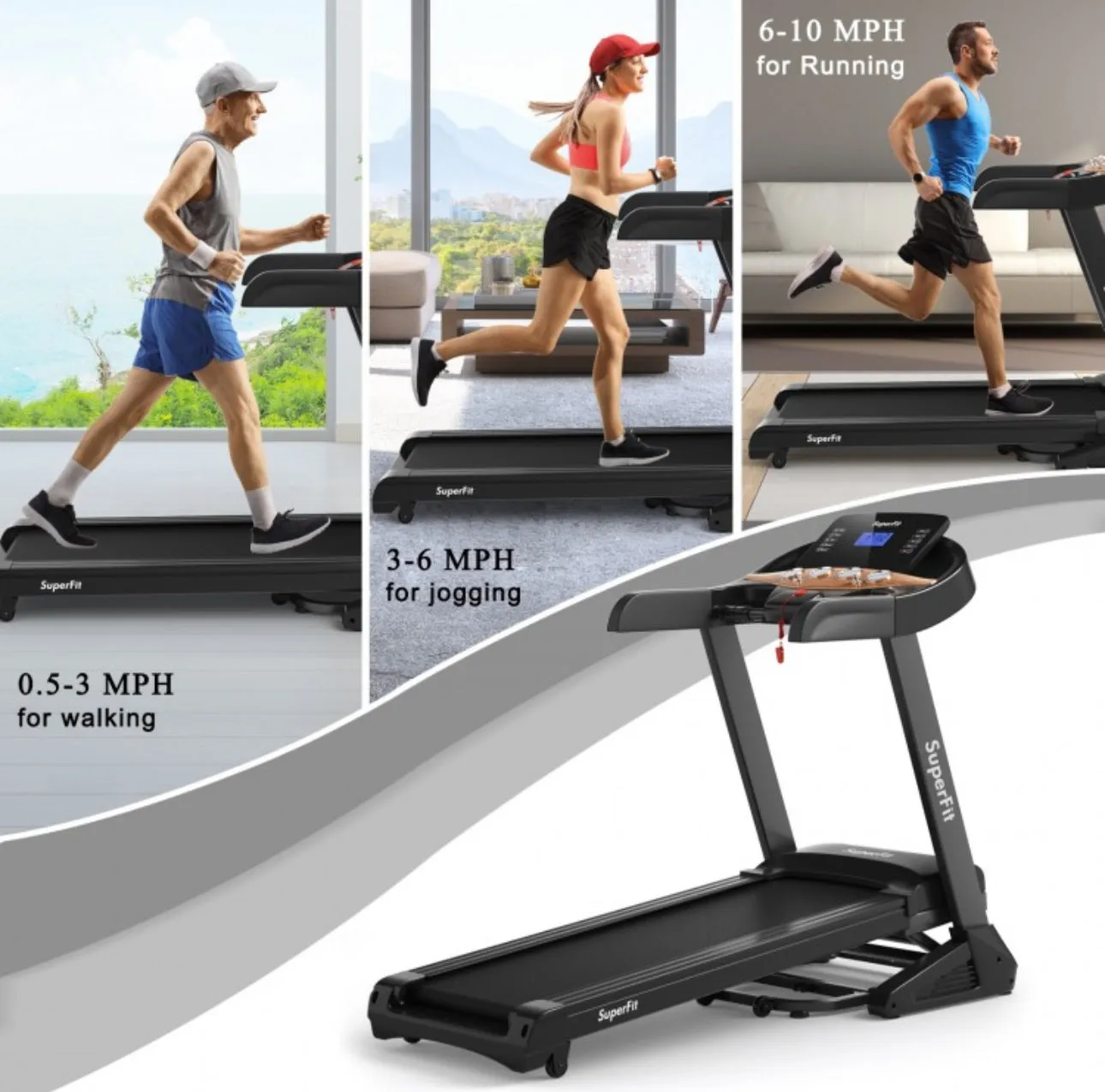 Heavy Duty Powerful 3.75Hp Quiet Motor Electric Folding Treadmill With Automatic Incline 16 Training Programs | App Control | Shock Absorber