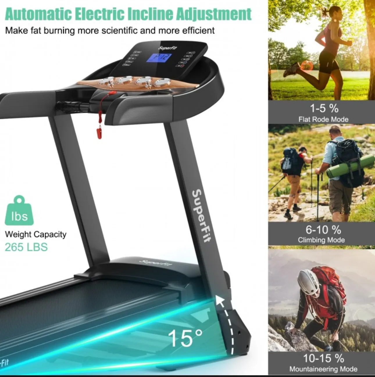 Heavy Duty Powerful 3.75Hp Quiet Motor Electric Folding Treadmill With Automatic Incline 16 Training Programs | App Control | Shock Absorber