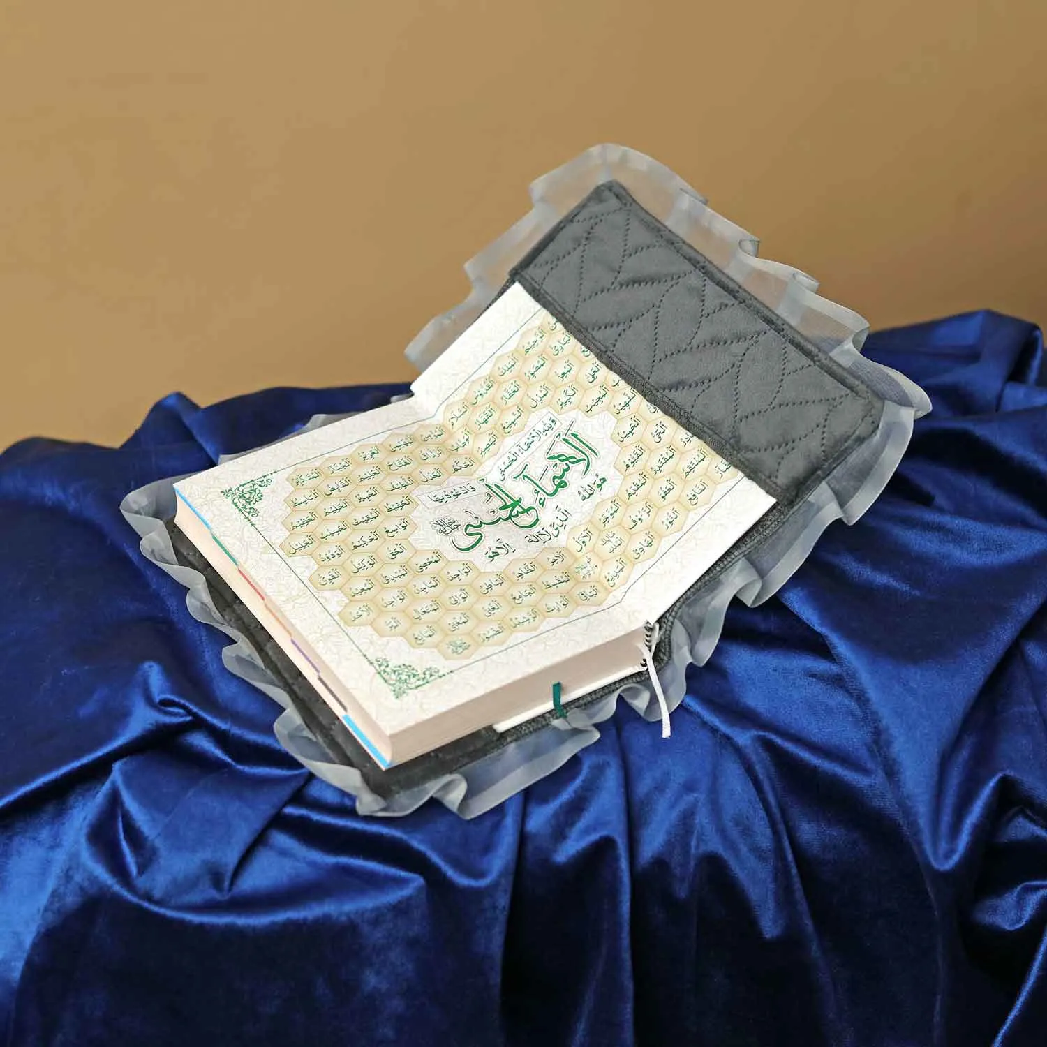 Leaf Embossed Velvet With Organza Ruffle Quran Cover