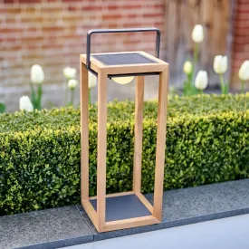 Luxor Floor Outdoor and Indoor Solar Lantern In Teak