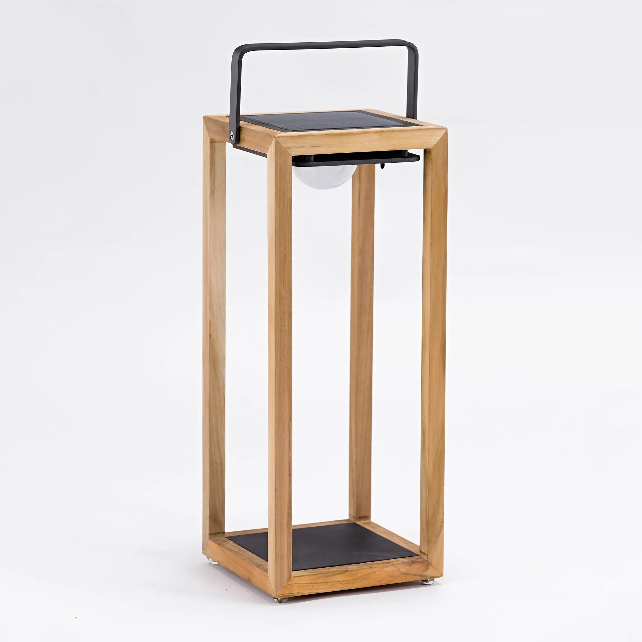 Luxor Floor Outdoor and Indoor Solar Lantern In Teak