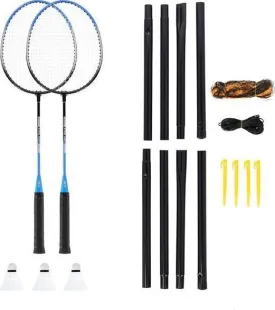 Nils Nrz012 Steel Badminton Set 2 Rackets   3 Shuttlecocks   195X22cm Net   Case