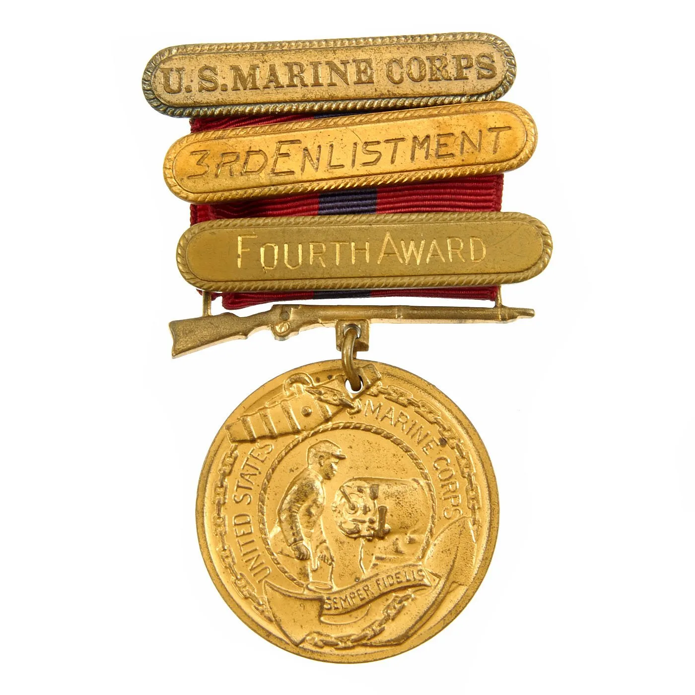 Original U.S. WWII Named 4th Marine Regiment China Marines Medal and Souvenir Grouping