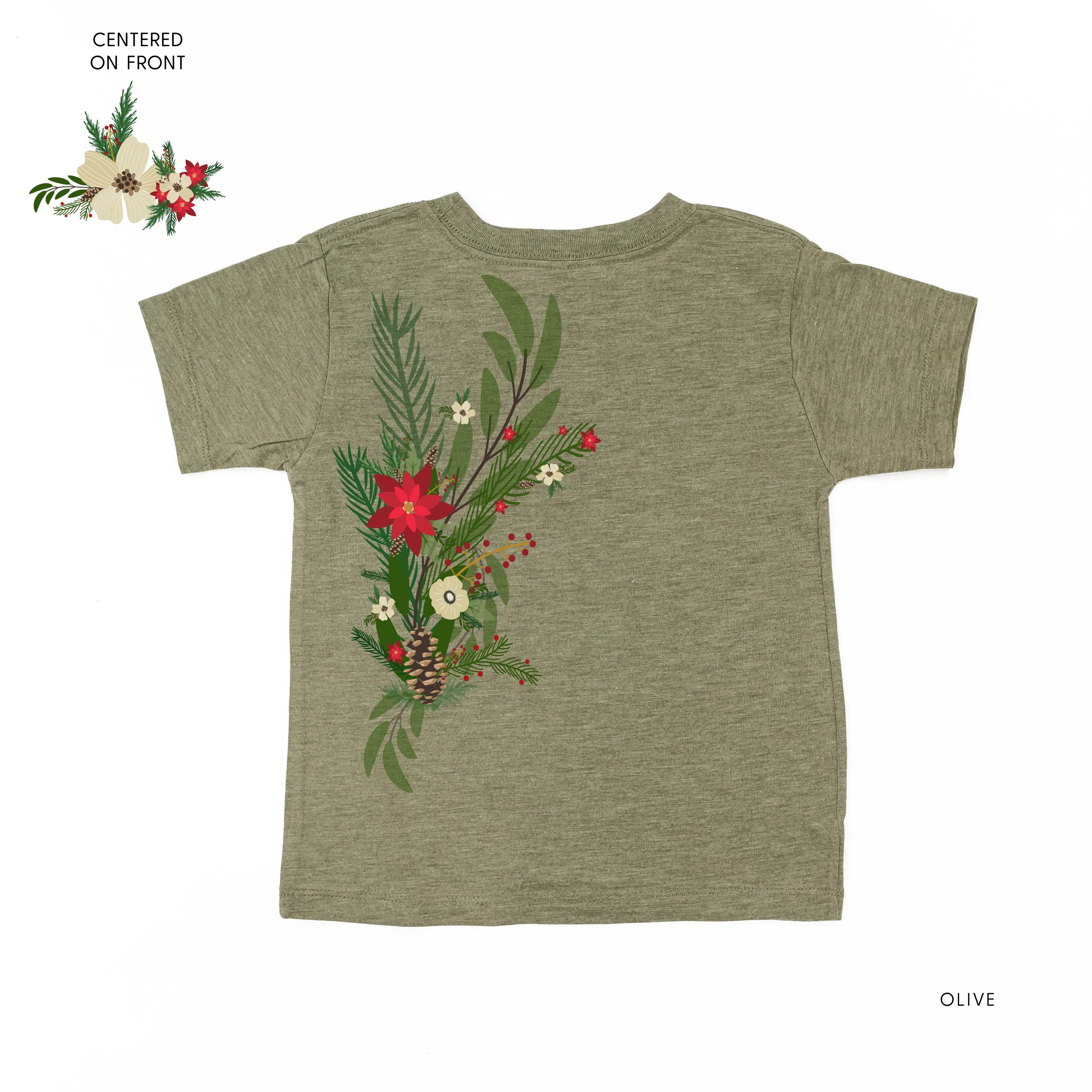 Poinsettia & Winter Flower Cascade (centered & b) - Child Tee