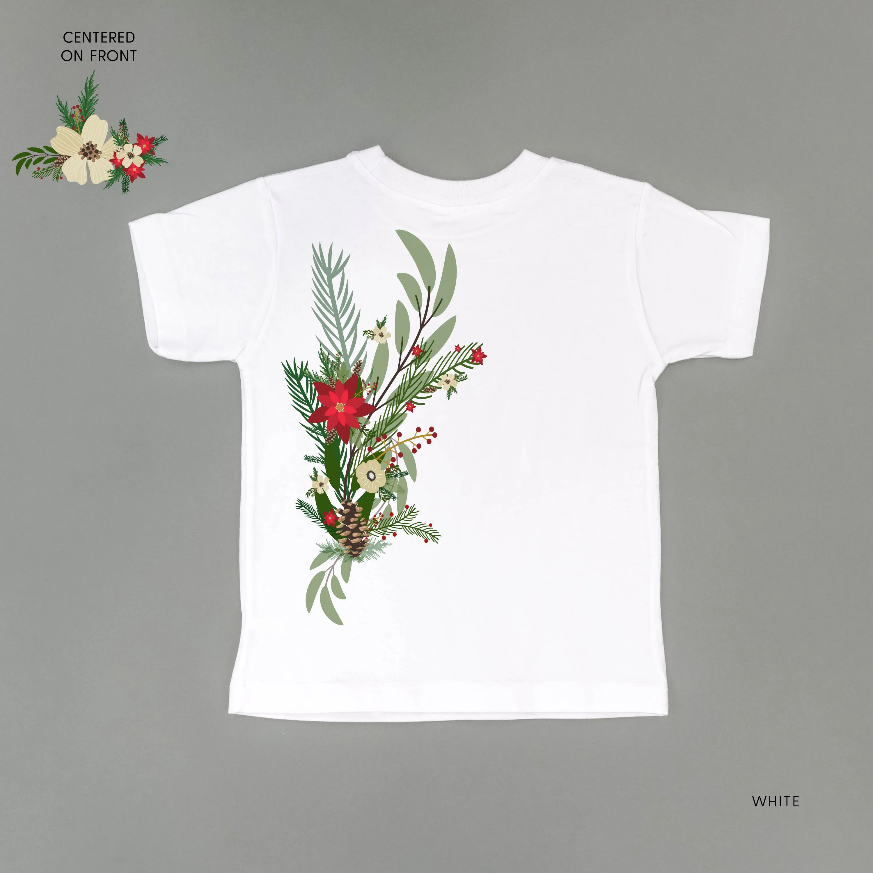 Poinsettia & Winter Flower Cascade (centered & b) - Child Tee