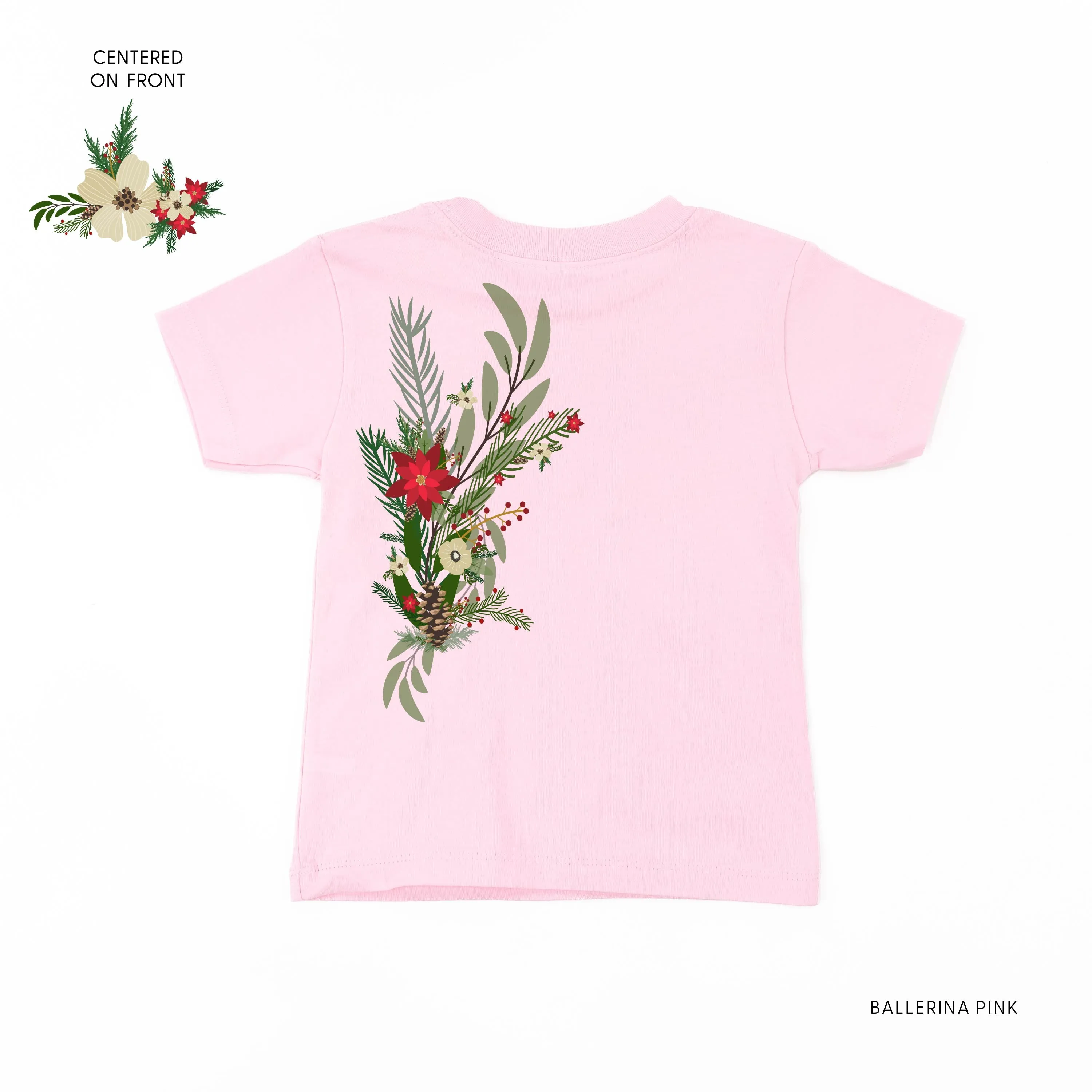 Poinsettia & Winter Flower Cascade (centered & b) - Child Tee