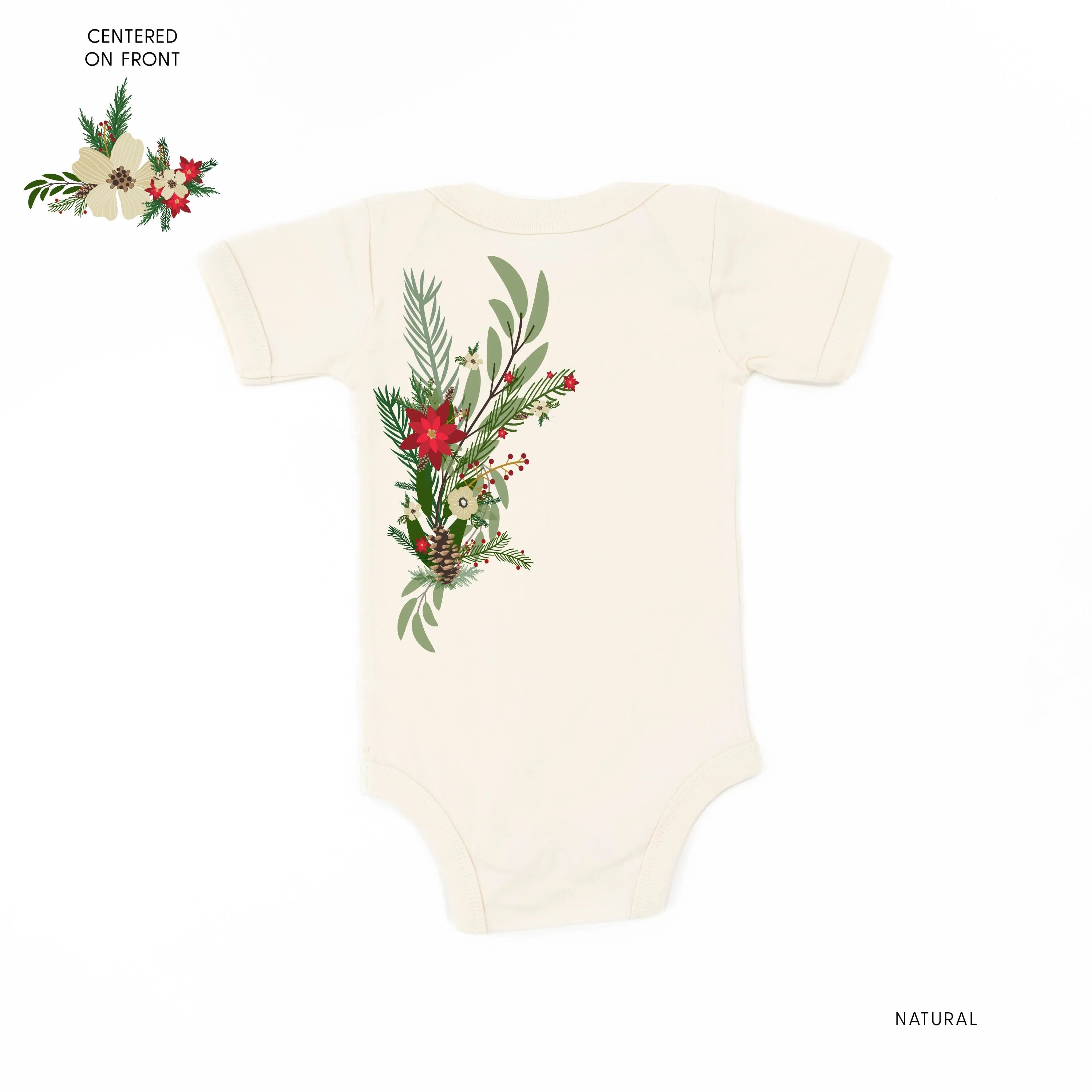 Poinsettia & Winter Flower Cascade (centered & b) - Child Tee