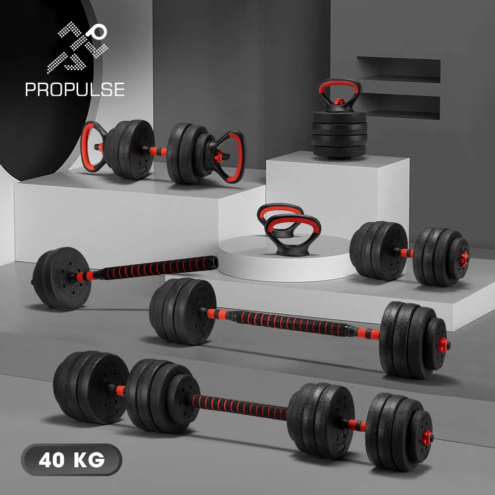 ProPulse 40KG Adjustable Dumbbell Barbell Set Home Gym Weights Exercise