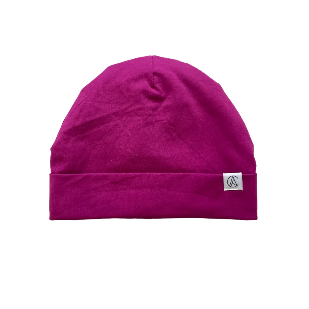 Satin Lined Jersey Beanie-Plum