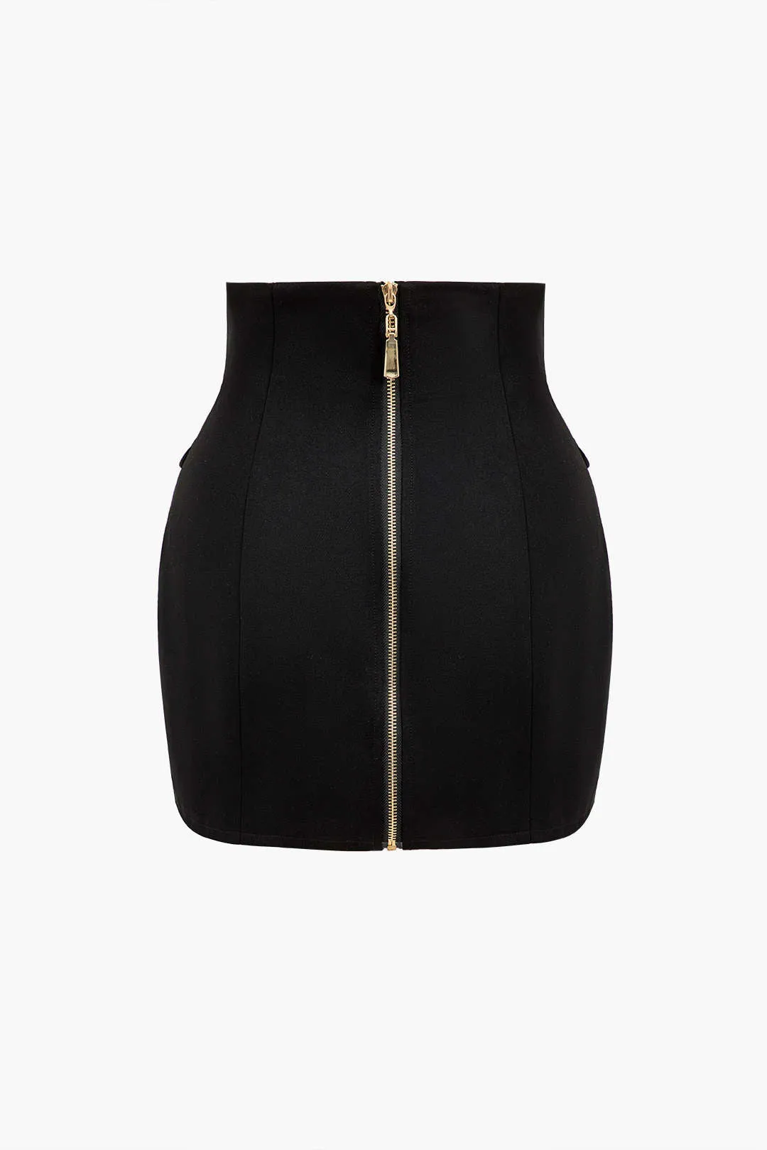 Solid Button Mini Skirt