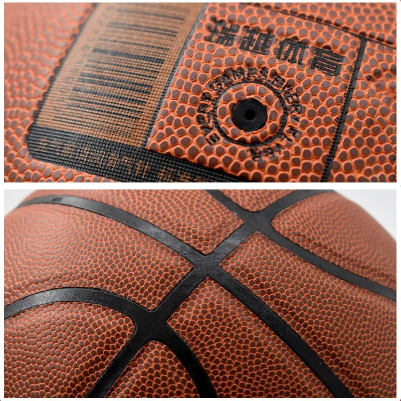 Sports Custom Basketball Ball Cheaper Price Fashion Brown Black PU Leather Basketball stand